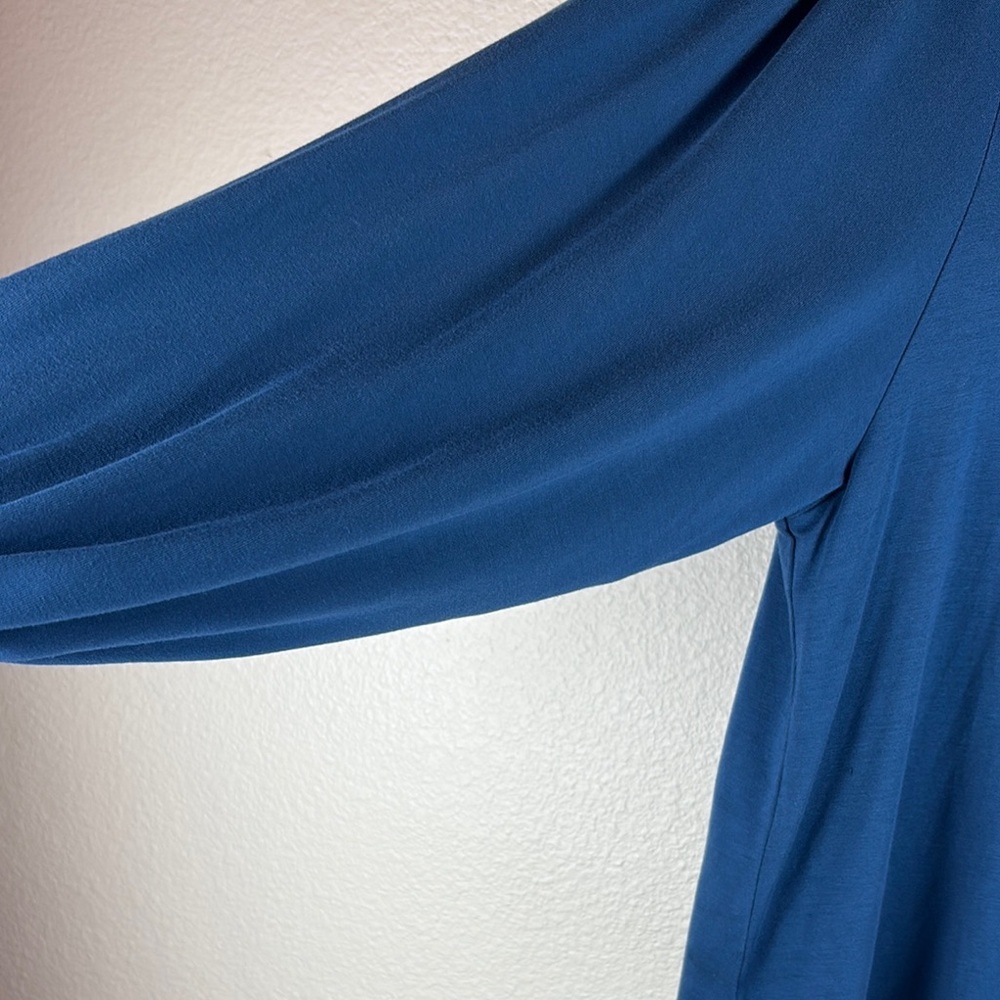 Garnet Hill Women's Teal Blue Balloon Sleeve Tee Size Medium - Picture 4 of 12